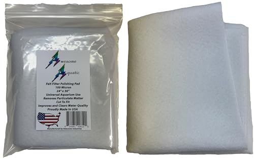 Awesome Aquatic Polishing Felt Filter Pad 100 Micron Bulk 24 ” x 36 ” Ultimate Aquarium Mechanical Prefilter Filtration Media Fresh or Saltwater Improve Water Quality Clarity Durable and Reusable