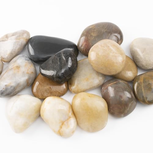 40lbs 2-3 Inch River Rocks, Decorative Mixed Pebbles for Garden Landscaping, Indoor Plants, Fish Tanks, Vases, and Succulents – Ideal for Home Decoration and Outdoor Gardens (Mixed, Weight: 40 LB) - color: Mixed, size: Weight: 40 LB