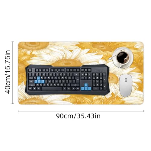 XXL Gaming Mouse Pad Sunflower Vintage Flower XXL Gaming Mouse Pad Large Desk Mat Protector for Desktop, Anti-Slip Rubber Extended Computer Keyboard Mat Writing Pad, 15.7 * 35.4 in,B-1481 - color: B-1481, size: 15.7*35.4 In