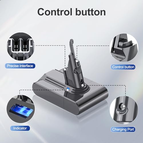 for Dyson V8 Battery Replacement,21.6V 8000mAh Batteries Compatible with Dyson V8 Animal/V 8 Absolute/V 8 Motorhead /V8 Fluffy/SV10,Pre-Filter &Post-Filter &Cleaning Brush Included
