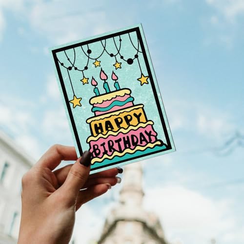 Birthday Cake Die Cuts, Carbon Steel Die Cuts Cutting Dies Frame Stencils Scrapbooking Embossing Template Dies for Birthday Card Making Party Greeting Embossing Invitation Photo Album - style: Birthday Frame