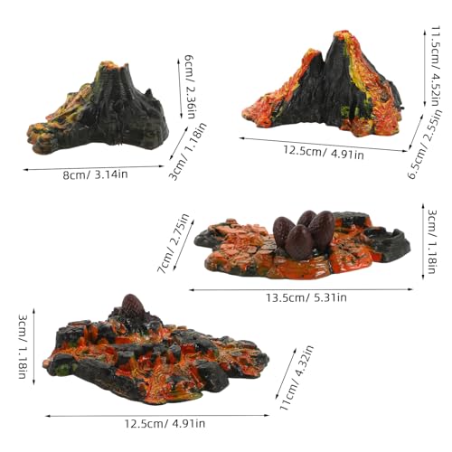 Milisten Dinosaur Volcano Ornaments 4Pcs Miniature Erupting Volcano Models for Aquarium Fairy Garden Desktop Decor Micro Landscape Bonsai Accessories