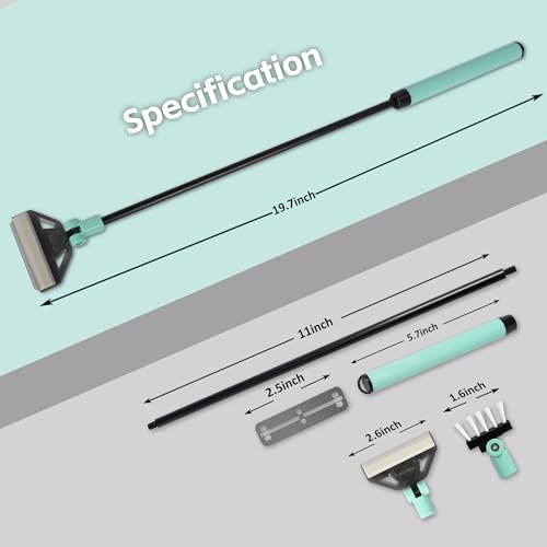 Algae Scraper for Glass Aquariums, 2 in 1 Adjustable Algae Scraper with 5 Stainless Steel Blades and Cleaning Brush, Aquarium Glass Cleaning Tools for 20-40 Gallon Fish Tank