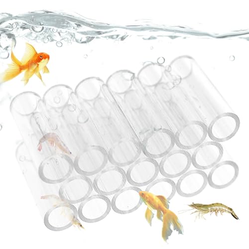 Shrimp Breeding Tube - Transparent Acrylic Crystal Shelter, Aquarium Hideaway Habitat, Fish Tank Refuge | Shrimp Cave Breeding House for Small fishss Aquatic Pets - color: 18 Tubes