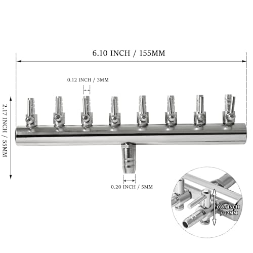 Aquarium Air Pump Valve, Aquarium Air Line Splitter Metal Fish Tank Distributor - size: 8 Way