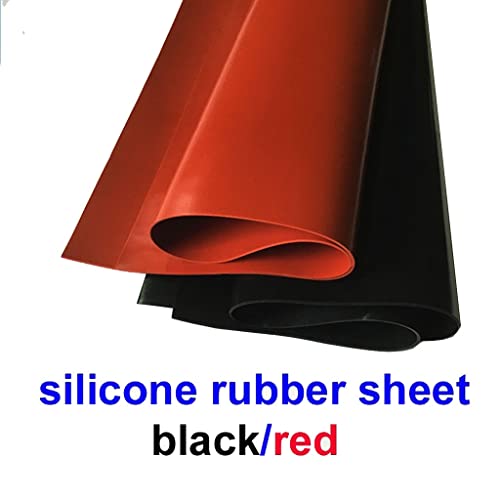 50cmx50cm/20 X20 Black Red Silicone Rubber Sheet Plate, 1mm 2mm 3mm 4mm 5mm Thickness Silikon Rubber Mat, High Temperature Resistance (Color : Black 2mm Thickness) - color: Black 2mm Thickness