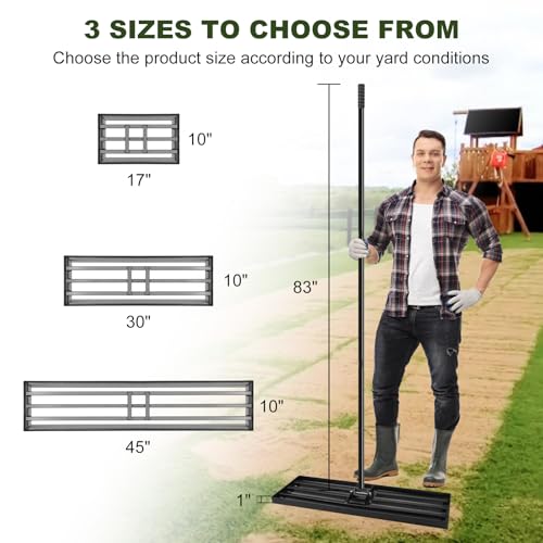 Lawn Leveling Rake for Yard Soil with 7 Feet Adjustable Handle Lawn Leveler, Heavy Duty Yard Leveling Rake Tool Anti-Flip for Soil Golf Courses/Yard Rakes for Lawns (30"x10" rake) - size: 30"x10" rake