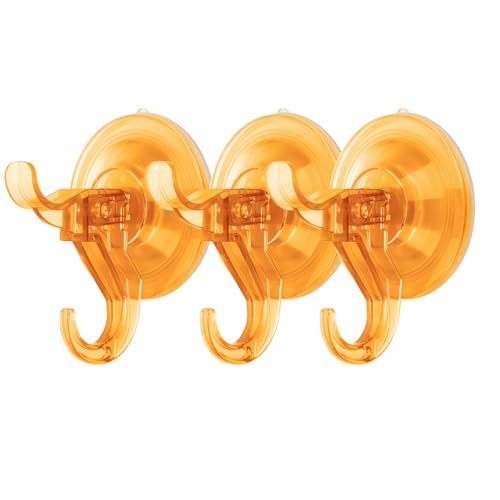 Antimbee 3 Pack Suction Cup Hooks, Wreath Hangers, Removable Small Suction Cups for Shower, Bathroom, Glass, Door, Windows, Kitchen-Up to 11 lbs on Smooth Surface (Transparent Orange) - color: Transparent Orange