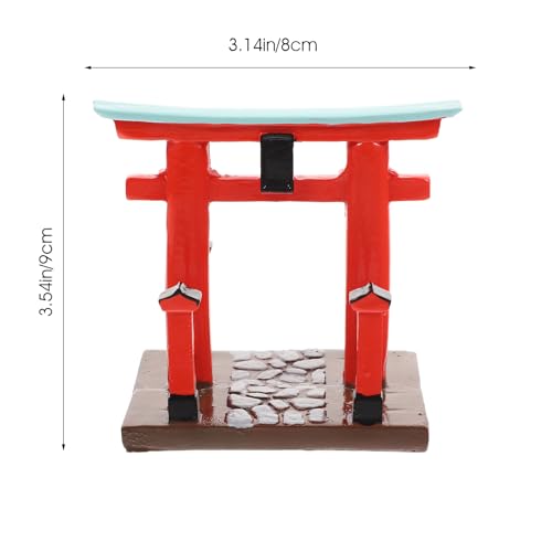Garneck Japanese Torii Gate Shinto Ornament Shrine Temple Fairy Zen Gardens Decor Japan Altar Shelf Torii Gate Statue Landscape Miniatures for Home Fish Tank Aquarium Decorations