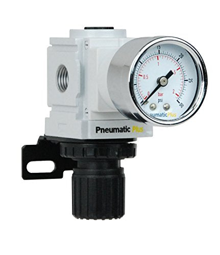 PneumaticPlus PPR2-N02BG-2 Miniature Air Pressure Regulator 1/4" NPT - Gauge, Bracket, Instrument Pressure (3-30 PSI) - size: 1/4" NPT (3-30 PSI)