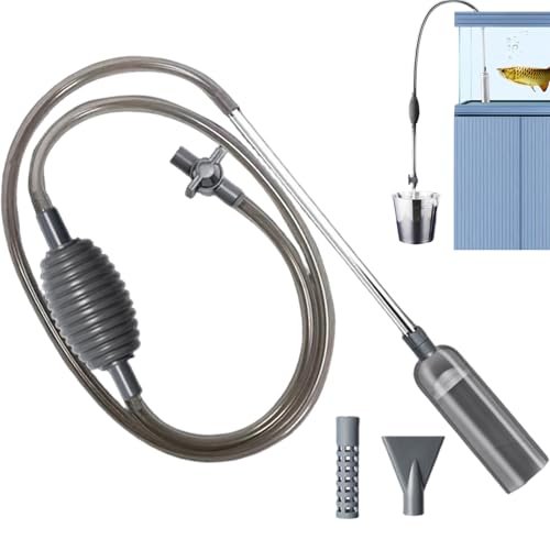 Fish Tank Vacuum Gravel Cleaner Flows Adjustable Fish Tank Siphon with Manual Pump & 3 Different Nozzles Quick & Conveneint Aquarium Water Changer for Home