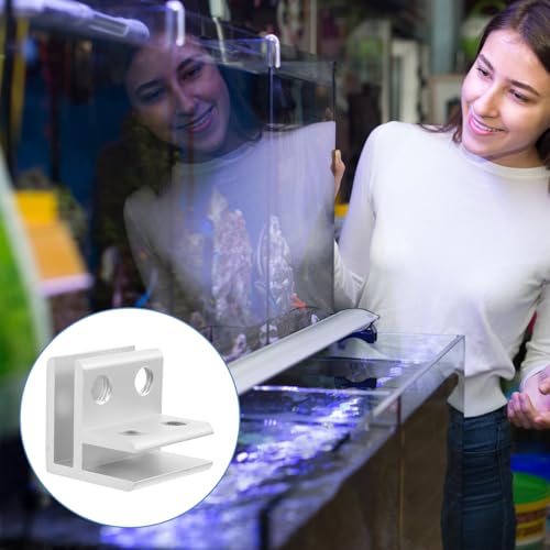 Cabilock Heavy Duty 90 Degree Glass Clamp Bracket for 5-8mm Thickness, Silver Aluminum Alloy Mirror Mounting Clip and Aquarium Lid Holder for Glass Shelf and Plant Box Support