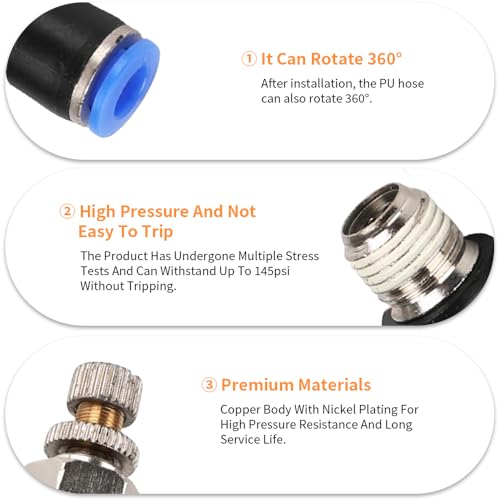 10Pcs Push to Connect Air Flow Control Valve, Blue 5/16in Tube OD x 1/4" Male Thread 90 Degree Elbow Speed Control Valve Pneumatic Connector Quick Fittings - size: Male Thread G1/4 x Blue (10pcs)