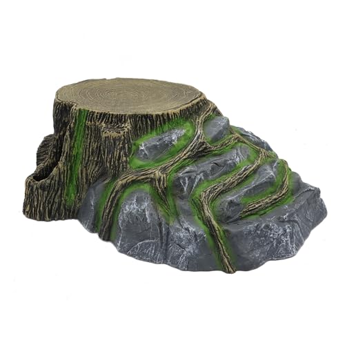Extra Large Resin Reptile Hideouts Cave Habitat Decor for Reptiles, Amphibians, Fish Tanks and Gecko, Leopard