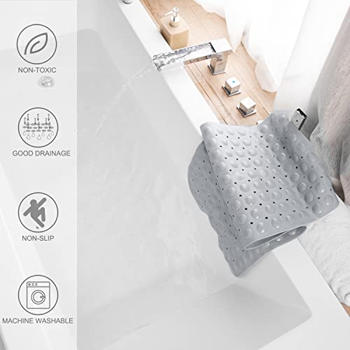 TEESHLY Bathtub Mats for Shower Tub, Extra Long Non-Slip 39 x 16 Inch Bath Mat with Drain Holes and Suction Cups, BathMat for Bathroom with Machine Washable (Opaque Gray) - color: Opaque Gray