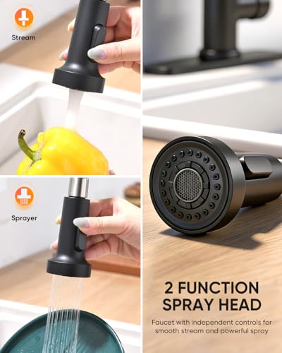 Black Kitchen Faucet with Pull Down Sprayer Stainless Steel Commercial Single Handle Classic Spring Pull Out Kitchen Sink Faucet for Pot Filler Farmhouse Camper Bar Laundry Room 866080R - color: B - Black