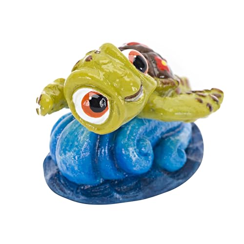 Penn-Plax Squirt Mini Aquarium Ornament for Finding Nemo - Fun Decoration for Your Smaller Tank with This Friendly Turtle Riding a Wave