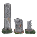 SHOWERORO 3pcs Aquarium Ruins Decorations - Fish Tank Resin Castle Hideouts for Fish Shrimp - Antique Model City Buildings for Underwater Landscaping Decors