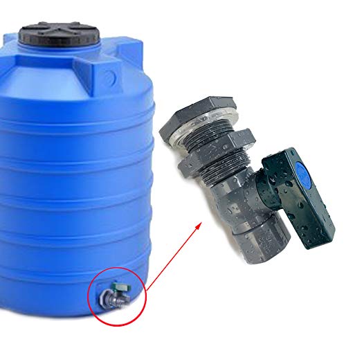 Rain Barrel Drain Valve Kit, 3/4" PVC Garden Spigot with Bulkhead Fitting, Thread Seal Tape