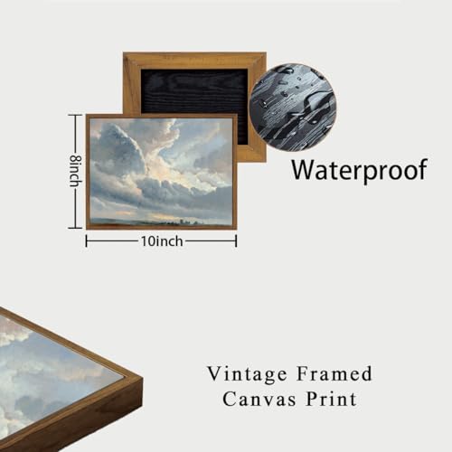 OIQArtOIQ Vintage Landscape Canvas Wall Art Framed Natural Scenery Painting Artwork Prints France Country Wilderness Farmhouse Decor Pictures Kitchen Bedroom Living Room Bathroom - color: Cloud, size: 8x10 in