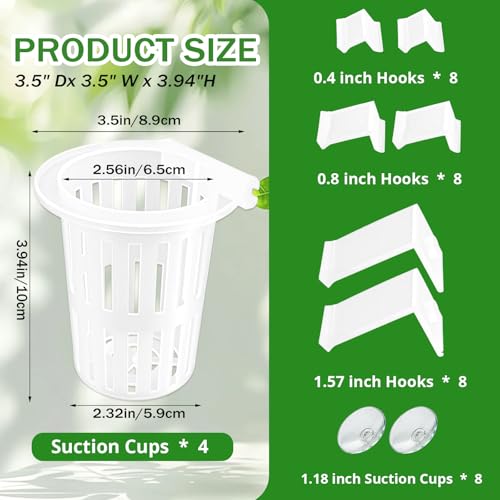 4 Pack Aquarium Plant Holder for Live Plants, Fish Tank Plant Holder with 24 Adjustable Hooks (3 Sizes) & 8 Aquarium Suction Cups, Plant Holder for Fish Tank for Pothos, Aquascape Decorations