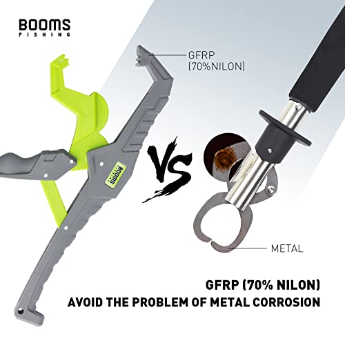 Booms Fishing G05 Lip Gripper Saltwater, 9.4" Plastic Catfish Grippers Pliers, Grabber Tool With Lanyard, Grips for Kayak Fishing Accessories, Great Holder for Caught Fish - color: Green