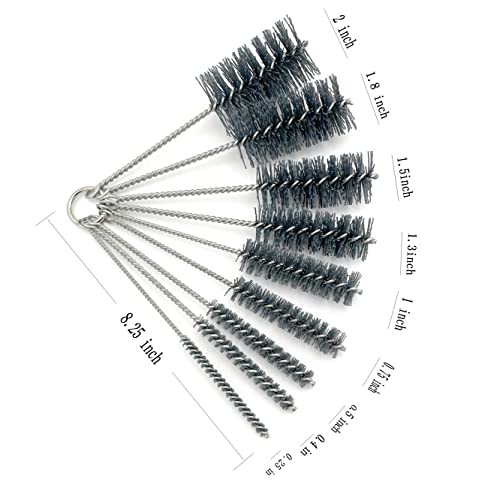 Pipe Cleaning Brush Set Abrasive Filament, 9 Piece Variety Pack for Removal of Rust, Corrosion, Paint