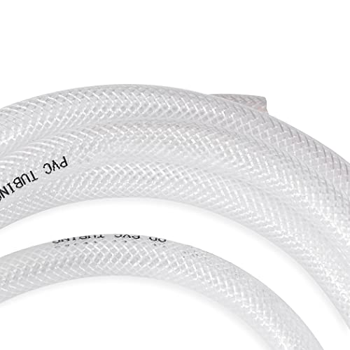DAVCO 1/2" ID × 25 ft Clear Braided Plastic Vinyl Tubing Flexible High Pressure Reinforced PVC Hose - size: 1/2"ID, style: 25 Feet