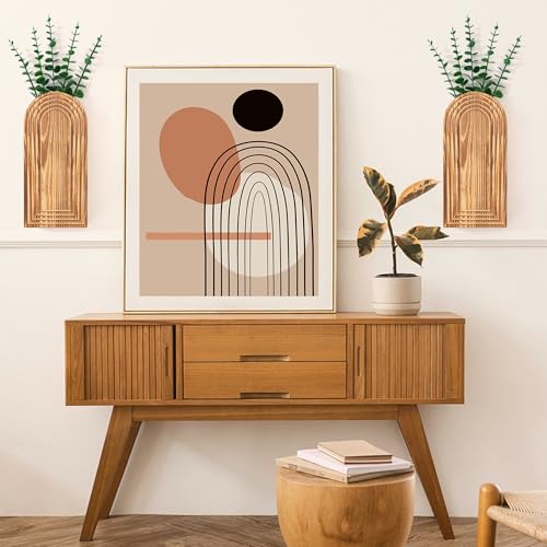 2 Pcs Wooden Wall Vase Set for Decor with 10pcs Artificial Eucalyptus Plants-Boho Hanging Planter Modern Farmhouse Wall Decor for Bathroom Living Room Dining Room Bedroom Kitchen - color: Farmhouse