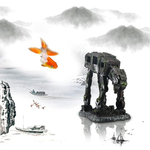 Saim Fish Tank Decorations Aquarium Accessories, Robot Dog Aquarium Decorations Cool Walking Land Tank Aquarium Ornament, Betta Goldfish Hideouts Cave Backgrounds