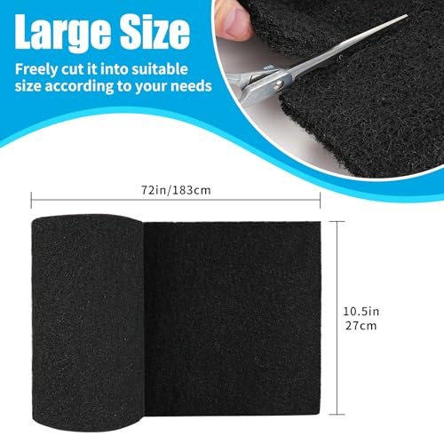 AQUANEAT Aquarium Activated Carbon Filter Media Pad for Fish Tank Pond Canister Filter (10.5" x 72") - size: 10.5" x 72"