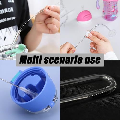11 PCS Flexible Drain Brush, Straw Cleaner Brush Set, 61 Inch Double Ended Nylon Hose Pipe Cleaner and 10pcs Different Sizes Brushes for Aquarium Filter, Kitchen(Black)