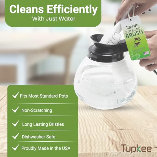 Coffee Pot Cleaning Brush – Non Scratching, Long Lasting Bristles, Curved Coffee Decanter Cleaning Brush - Great for Offices and Restaurants