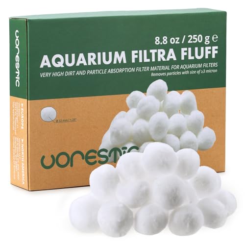 VORESTIC Filtra Fluff Aquarium Filter Floss, Aquarium Cotton Balls for Fish Tank, Turtle Tank, Canister Filter - Polishing Floss Balls for Freshwater and Saltwater, Ready to Use, 8.8 oz (250 g) - size: 8.8 oz
