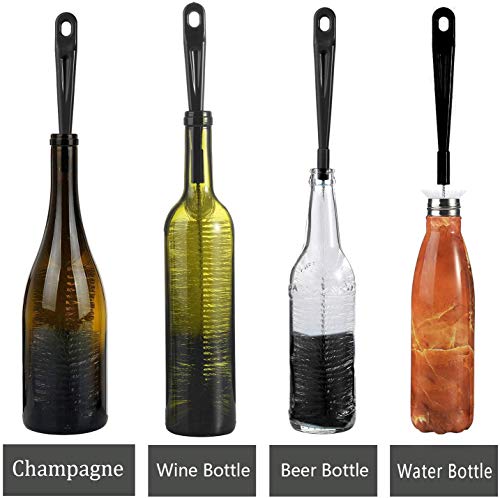 ALINK 3-Pack Long Black Bottle Cleaning Brush for Narrow Neck Beer/Wine/Flask/Thermos/Sport Well, Brewing Bottle Cleaner, 16 Inches - color: Black
