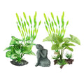 Fish Tank Decorations Set - Aquarium Buddha Statue Decorations, Plastic Plants Set, Betta Fish Tank Accessories