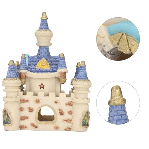 HERCHR Fish Tank Decorations, Castle Cave Hideouts & Resin Aquarium Decor Hiding Cave Ornament Fish Tank Accessories, Safe for Betta Fish