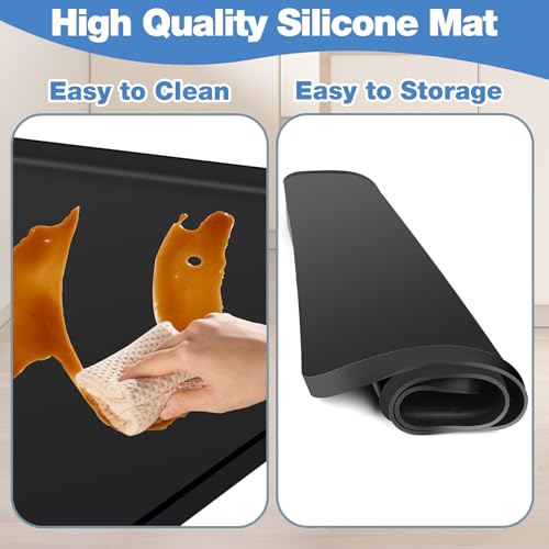 ToLanbbt Mini Fridge Silicone Mat with 4 Base Raisers - 20" x 20" x 0.6" Mini Fridge Drip Tray Under Refrigerator Mat Carpet Floor Protector Leak-Resistant Portable AC Pan for Washing Machine, Black - color: Black (With 4 Base Raisers), size: 20"x20"x0.6"
