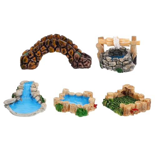Hemoton Fish Tank Decorations Vintage Decor 5pcs Accessories Miniature Garden Bridge Figurines Mini West Lake Water Well Pool Bridge Resin Figures Landscape Decoration Outdoor Decor Terrarium