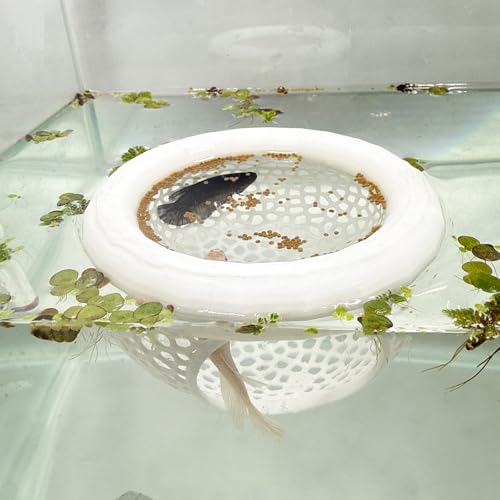 Aquarium Floating Betta Fish Skins, Betta or Shrimp Feeder, Cave and Hammock, Small Fish Feeding Rings, Aquarium Hiding Feeding Decorative Accessories (White) - color: White