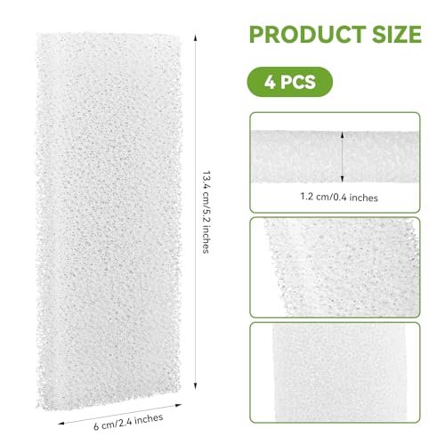 4 Pcs Aquarium Bio Sponge Foam Filter Pads Compatible with Fluval U2 Underwater Filter Foam Sponge Pad, Aquarium Underwater Filter Accessories, Compatible for Aquarium, Fish Tank, White, A486