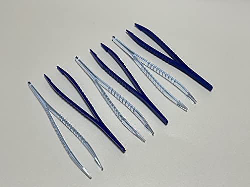 Disposable Sterile Forceps Tweezers 5inch 125mm Length Individually Wrapped Transparent White Pack of 12 - style: Transparent White (Pack of 12)