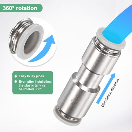M METERXITY 1/2" OD Check Valve, Nickel Plated Brass Push to Connect Fitting One Way Check Valve for Tire Pump/Aquarium Air Pump/Gas Pipeline, Quick Release Fitting [Silver Grey]