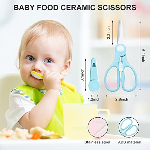 ATB Portable Baby Food Scissors Toddler Feeding Shears with Safety Lock, Food Grade Stainless Steel Material Food Supplement Scissors Suitable for Chicken Poultry Fish Meat Herbs noodles (Pink) - color: Pink