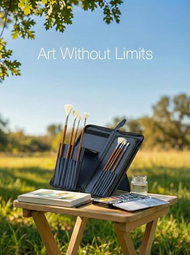DUGATO Long Canvas Paint Brush Holder Zippered 5.7x14.8 inches, Premium Art Case for Brushes Long Handle up to 13" Length, 15 Slots Storage for Artist (Brush Not Included) - Blue - color: Blue, size: Large 5.7x14.8 inches