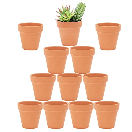 Yishang 2.5 inch Terracotta Pots with Drainage Holes,Small Mini Clay Ceramic Pottery Planter,Cactus Flower Terra Cotta Pots,Succulents Nursery Pots for Indoor/Outdoor Plants,Crafts,Wedding-12 Pack - color: Terracotta