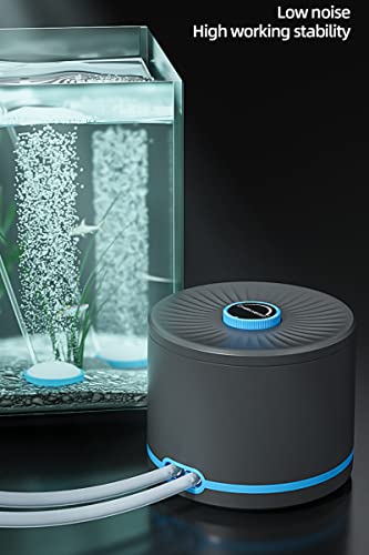 Persuper Aquarium Air Pump Dual Outlets, Super Quite Fish Tank Air Pump 20-600 Gallons, 5W 110V Adjustable High Output Silent Oxygen Aerator Pump with Air Stone Airline Tubing Check Valve Accessories - style: Black Pump 4W Valves