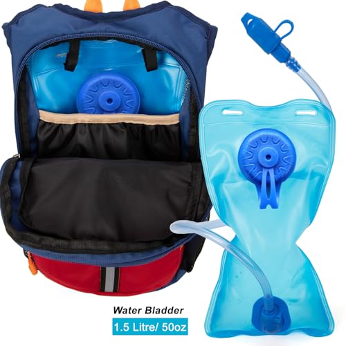 Ivygreen Kids Hydration Backpack, Hiking Backpack for Boys or Girls with 1.5L Water Bladder - color: Red, size: Small
