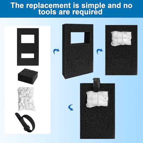 Aquarium Filter Media Replacement Compatible with Fluval Flex (15 Gal) Desktop Aquarium,2 A1375 Foam Filter, 2 Carbon Filter Refills, 2 Ceramic Rings and 2 Filter Cord