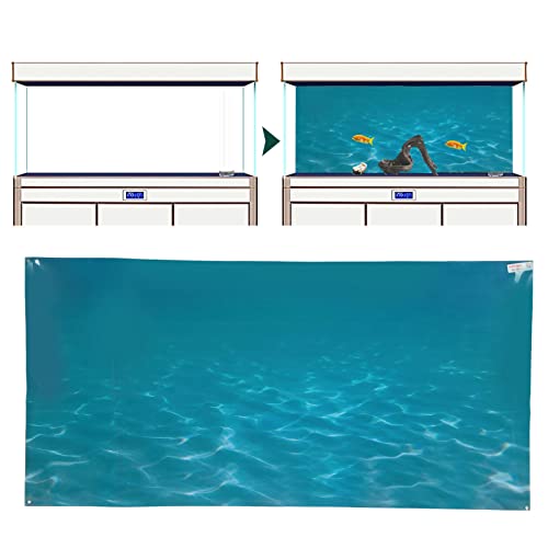 Aquarium Poster, Underwater Paper Cling Sticker with Sea Water Pattern Aquarium Wallpaper Background Decoration Picture PVC Adhesive Poster (61 * 30CM)